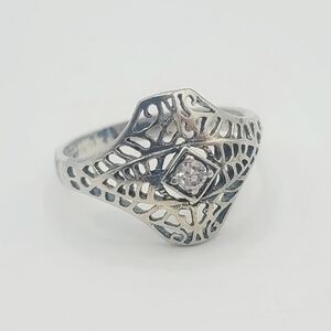 Vintage Avon 925 Sterling Silver Simulated Diamond Ring, Size 9.25